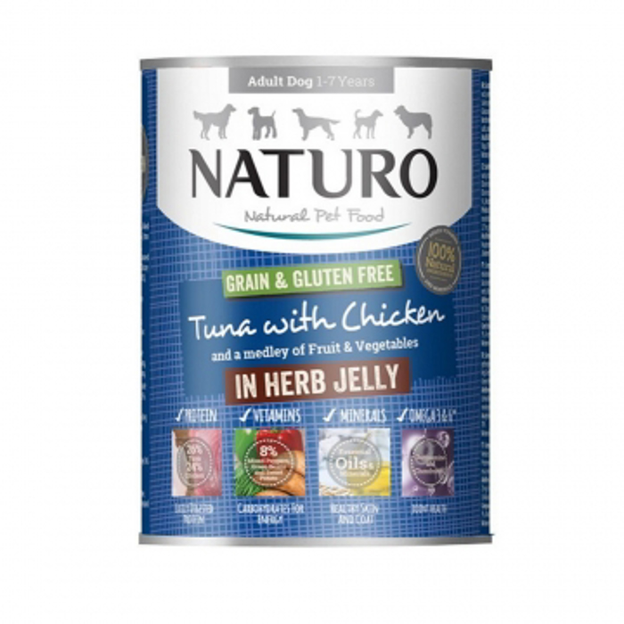 Naturo uGI TROFI SKuLOu Grain Free me Tono, Kotopoulo, Laxanika kai Frouta 390gr